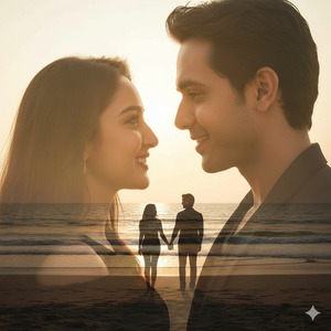 Trending Romantic Double Exposure Beach Portrait