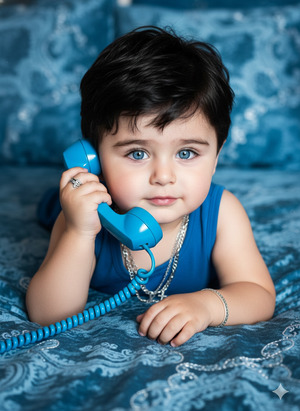 Trending Stylish 4 Year Old with Retro Phone