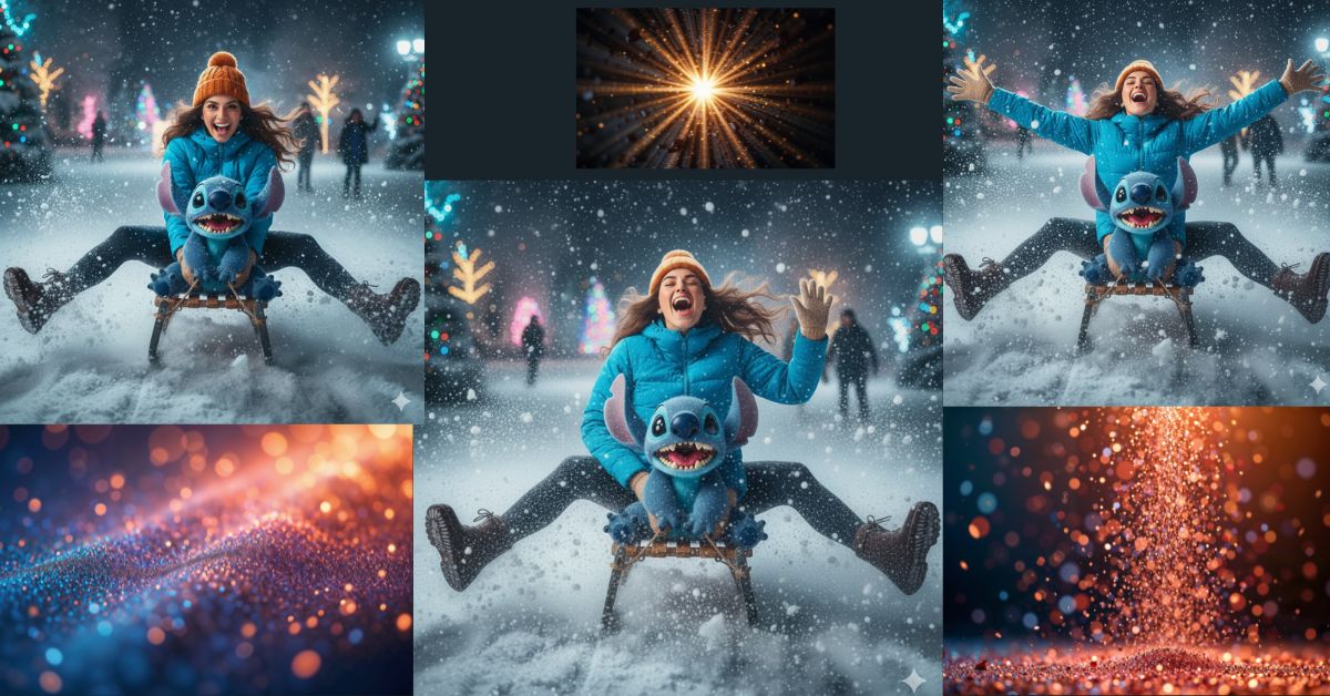 Trending Winter Action Scene with Stitch (Ultra-Realistic)