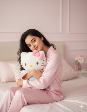 Trendy Cozy Pink Pajamas Portrait