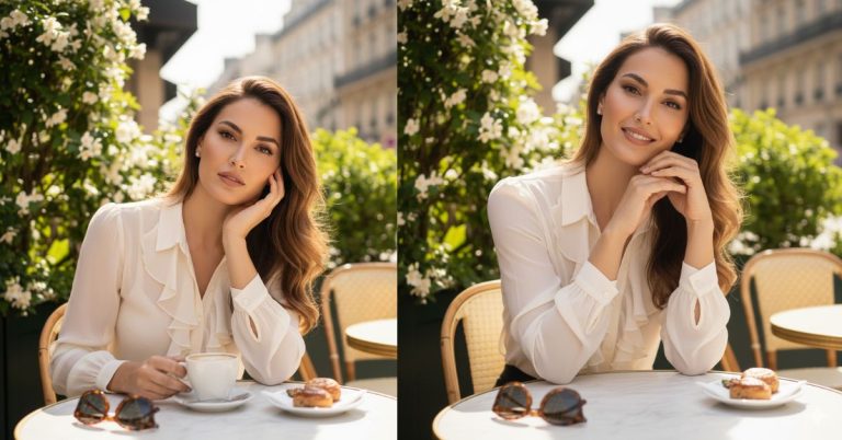 Ultra-Realistic Sunny Café Terrace Portrait