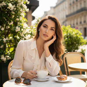 Ultra Realistic Sunny Cafe Terrace Portrait