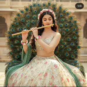 Upright Cross Leg Pose Flute Near Lips