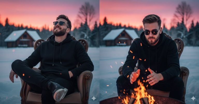 Winter Fire Portrait (Cinematic Style)