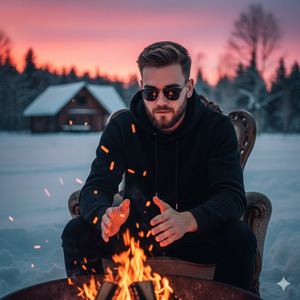 Winter Fire Portrait Cinematic Style