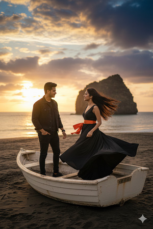 Woman Twirling Man Watching