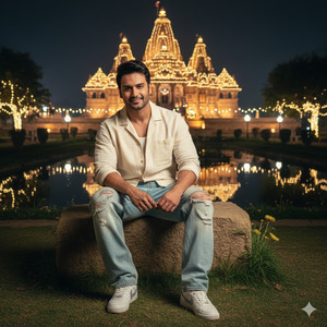 Yourself at a Majestic Night Temple Using Prompt