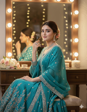 one hand adjust hair