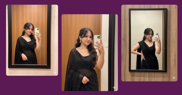 viral-ai-image-google-gemini-black-saree-mirror-selfie-prompt