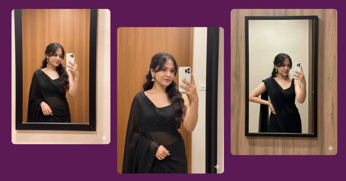 viral-ai-image-google-gemini-black-saree-mirror-selfie-prompt