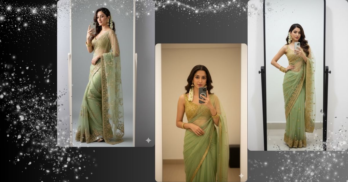 viral-ai-image-google-gemini-green-saree-mirror-selfie