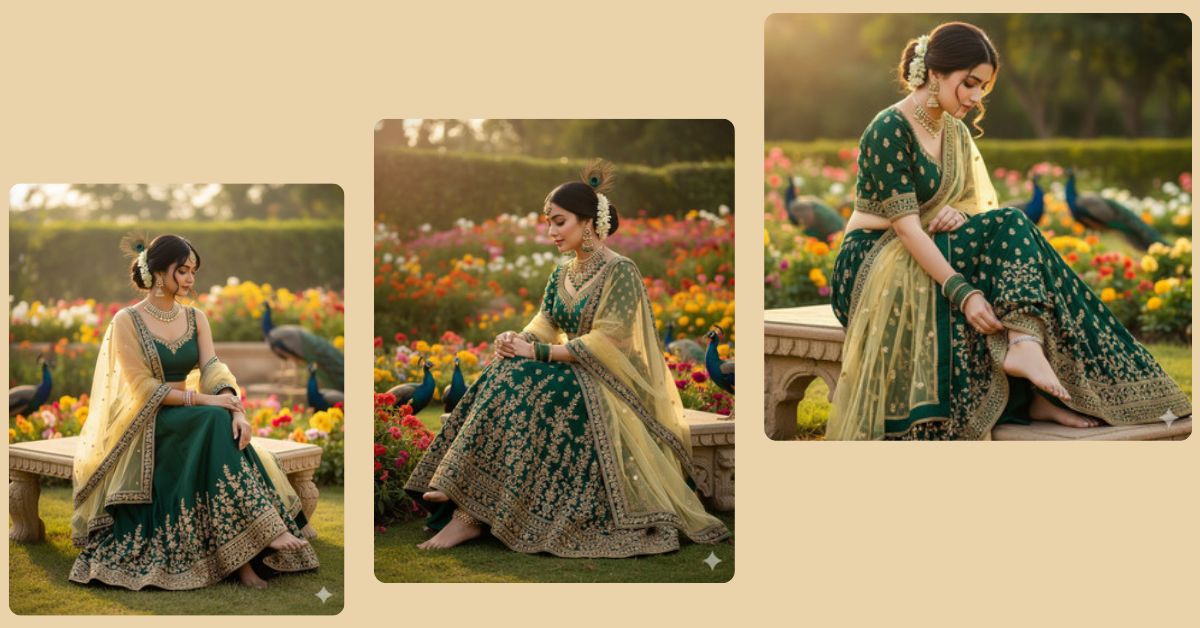viral-ai-image-google-gemini-peacock-garden-lehenga-portrait