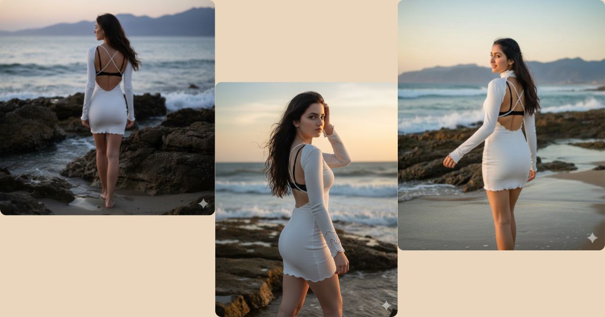 viral-ai-image-google-gemini-sunset-beach-backless-dress-portrait