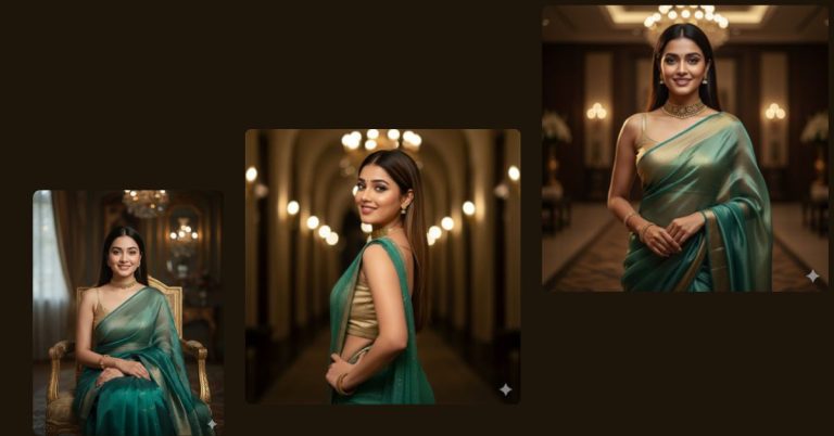 viral-ai-image-google-gemini-teal-green-saree-evening-portrait