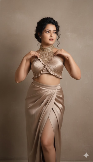 Arms Gently Lifted Near Collar Soft Couture Elegance