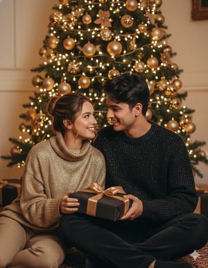 Both Looking at Each Other Gift Resting on Lap