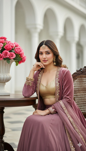 Chin Resting on Fingers Classic Bollywood Grace