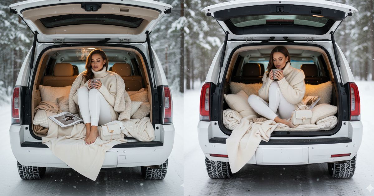 Cozy Luxury Winter Trunk Portrait
