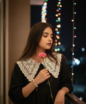 Flower Near Shoulder Face Turned Sideways