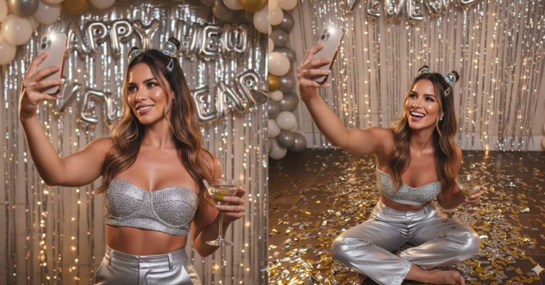 New Year Silver Selfie Look (2026 Party Style)