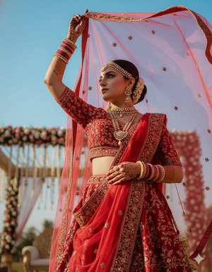 One Hand Holding Dupatta Corner Chin Up