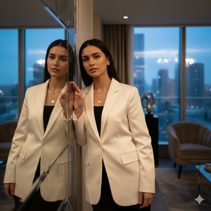 One Shoulder Against Mirror