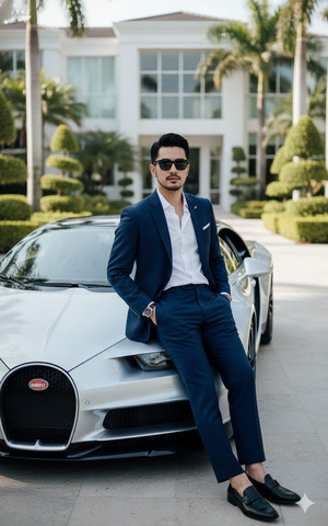 Pose Variant 1 – Reclining on the Hood Relaxed Success Look 1