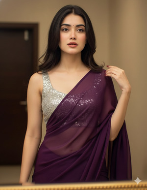 Pose Variant 2 – Holding Saree Pallu Near Shoulder