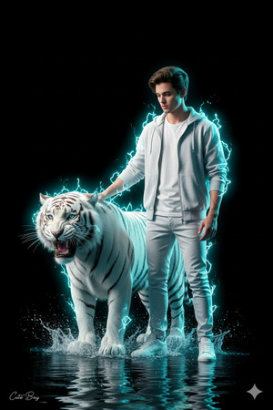 Pose Variant 3 – Looking Down at Tiger Calm Authority Pose