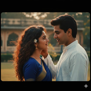 Romantic 90s Retro Couple Scene