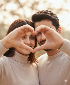 Romantic Heart Shaped Couple Portrait
