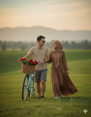 Side by Side Walk Bicycle Rolling Slowly