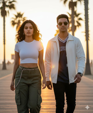 Side by Side Walk Pose Casual Fashion Energy