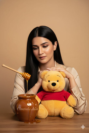 Teddy Resting on Table Looking at Honey 1