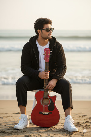 Trending Young Person Beach Guitar Portrait